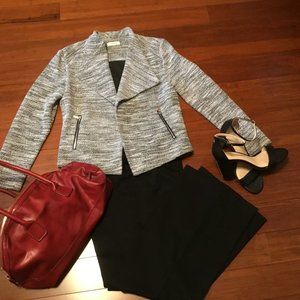 CALVIN KLEIN JACKET WITH SILVER ZIPPERS SIZE:  M COLOR:  BLACK & WHITE